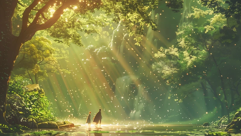 Miyazaki-Style Forest 8K Desktop Wallpaper