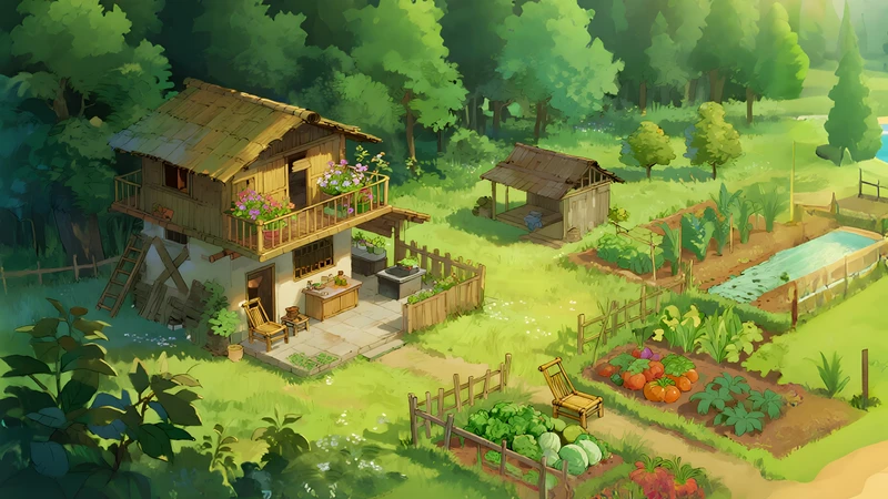 Anime Cottage Garden 4K Desktop Wallpaper