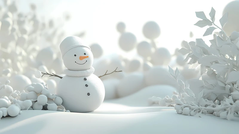 Winter Snowman Scene 4K Desktop Wallpaper