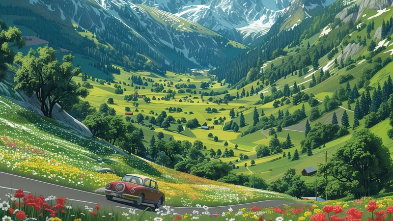 Anime Alpine Valley 8K Ultra HD Desktop Wallpaper