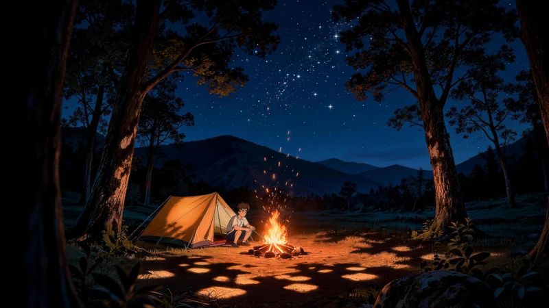 Healing Starry Night Camping 8K Desktop Wallpaper
