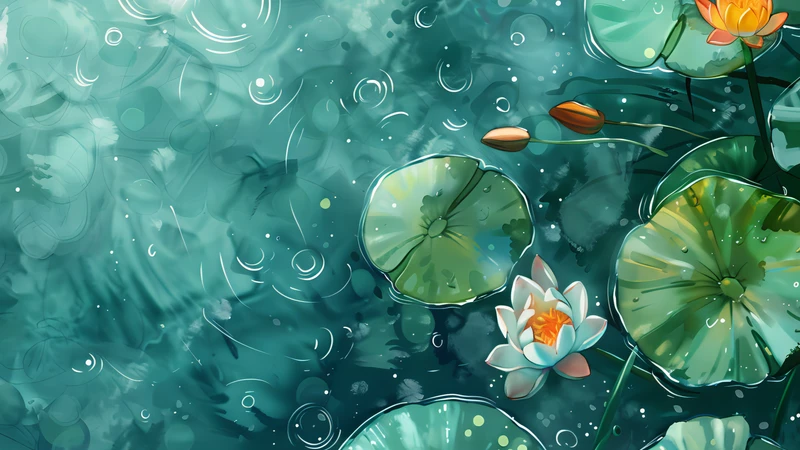 Oriental Art Lotus 4K Desktop Wallpaper