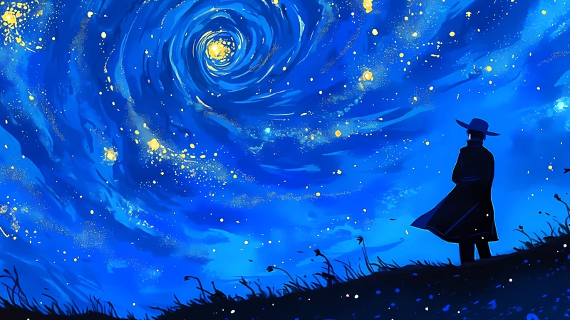 Starry Night Sky Anime 4K Desktop Wallpaper