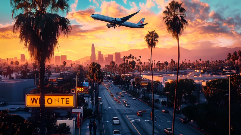 Los Angeles Sunset Skyline 4K Desktop Wallpaper