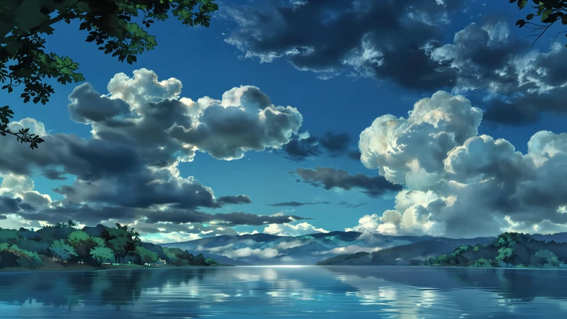 Anime Lake Sky 8K Ultra HD Desktop Wallpaper