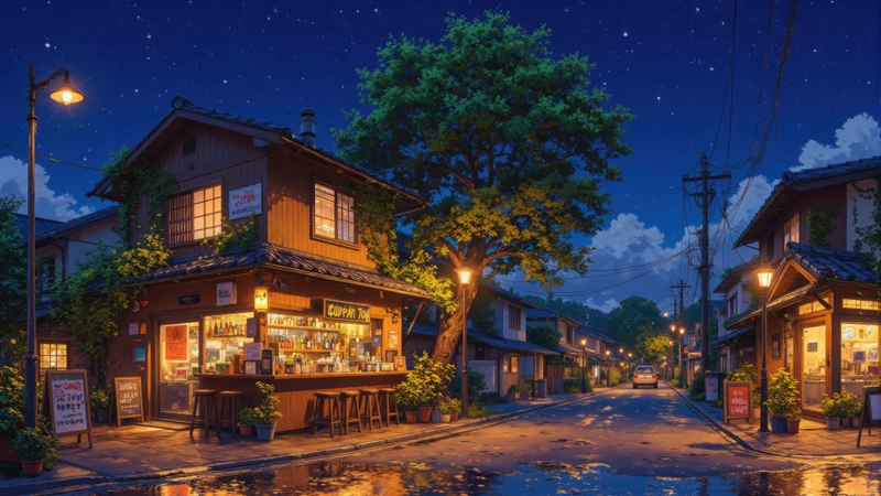 Japanese Night Street 4K Desktop Wallpaper