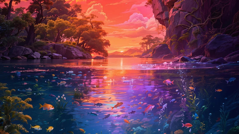 Dreamy Chinese Landscape Lake Scene 8K Desktop Wallpaper
