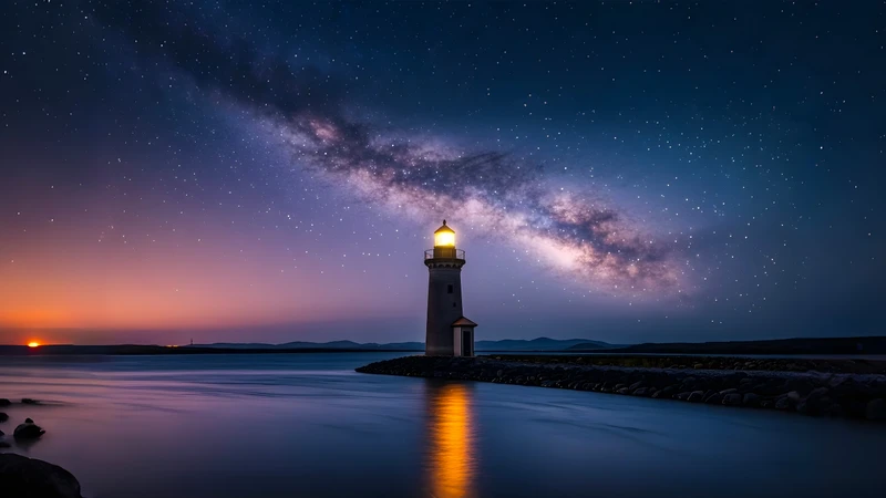 Coastal Lighthouse Night Sky 4K and 8K Ultra HD Wallpaper Collection - Pack with 3 wallpapers for $1