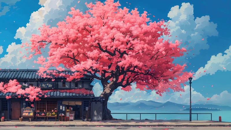 Japanese Cherry Blossom Tree 4K Desktop Wallpaper
