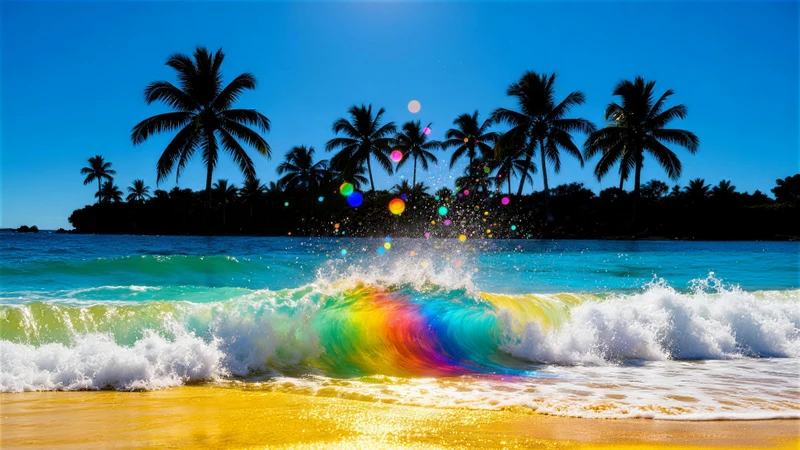 Tropical Rainbow Ocean Wave 8K Ultra HD Desktop Wallpaper