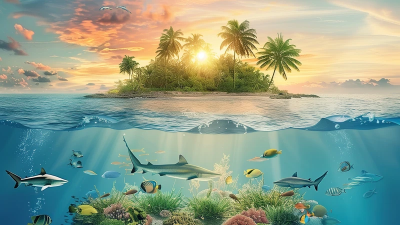 Tropical Island Sunset 8K Ultra HD Desktop Wallpaper