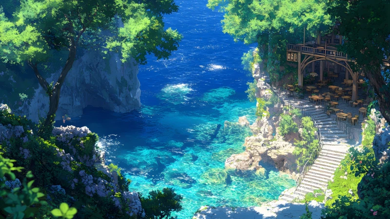 Japanese Anime Coast 8K Ultra HD Desktop Wallpaper