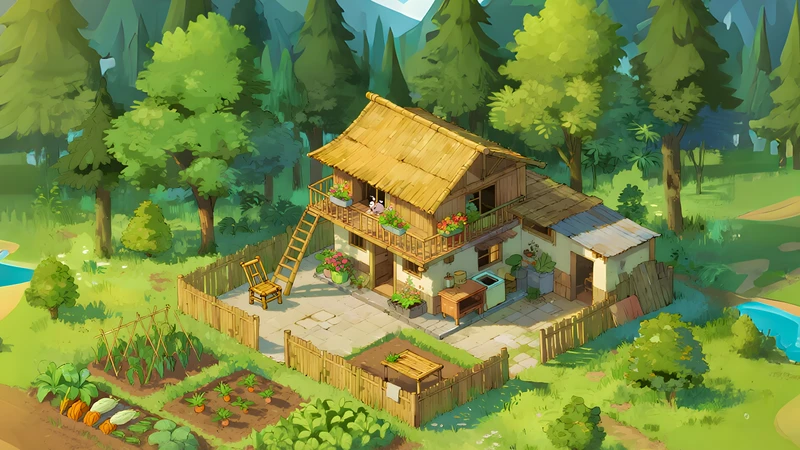 Japanese Garden Cottage Treehouse 4K 8K Ultra HD Wallpaper Collection - Pack with 3 wallpapers for $1