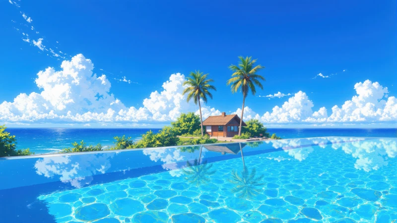Tropical Island Cottage 4K Desktop Wallpaper