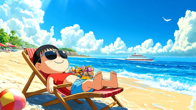 Anime Beach Scene 4K Desktop Wallpaper