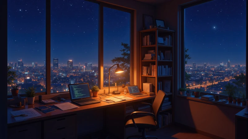 Modern City Night Skyline 4K Desktop Wallpaper