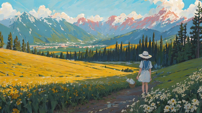 Anime Mountain Valley 8K Ultra HD Desktop Wallpaper