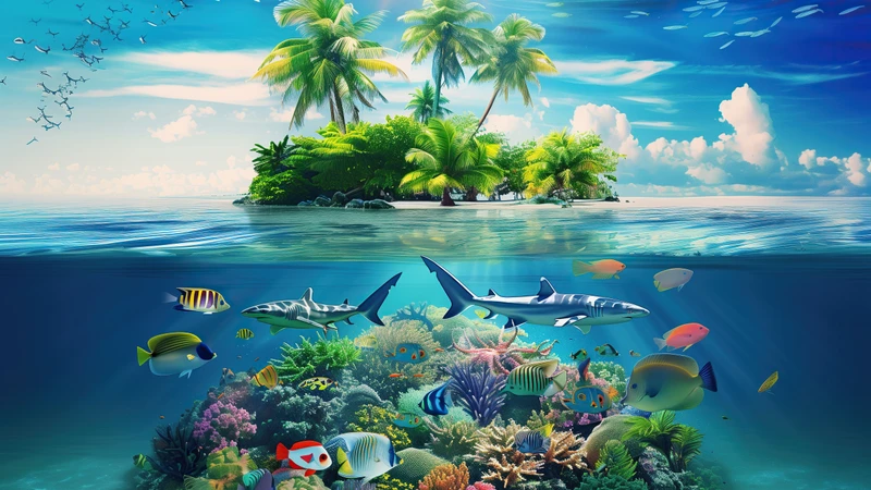 Tropical Paradise Island 8K Ultra HD Desktop Wallpaper