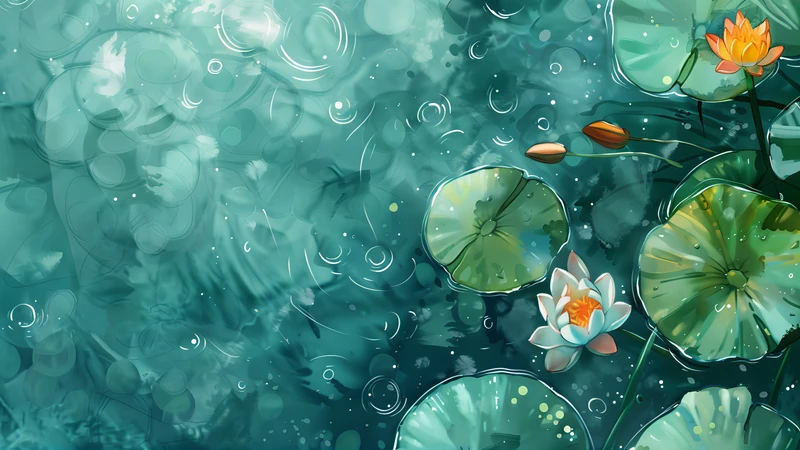 Oriental-Style Lotus Pond 4K Desktop Wallpaper