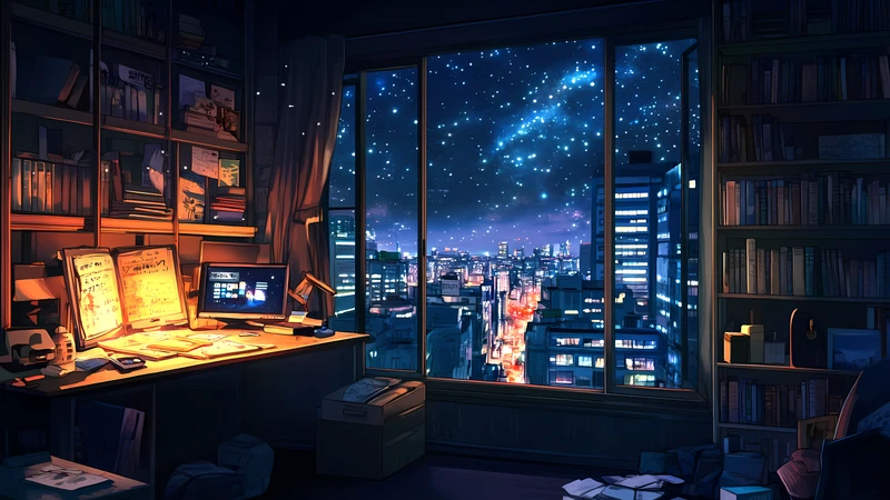 Cyberpunk Cityscape Night Sky 4K Desktop Wallpaper