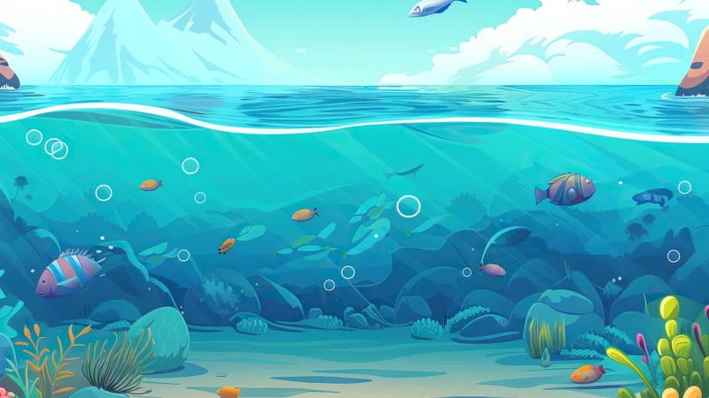 Cartoon Ocean Underwater Scene 8K Ultra HD Desktop Wallpaper