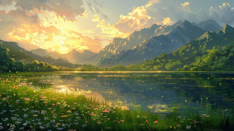 Oriental Mountain Lake Sunset 8K Ultra HD Wallpaper Collection - Pack with 16 wallpapers for $1