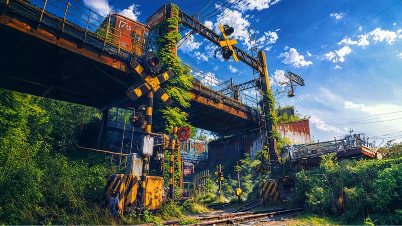 Cyberpunk Abandoned Railway 8K Ultra HD Desktop Wallpaper