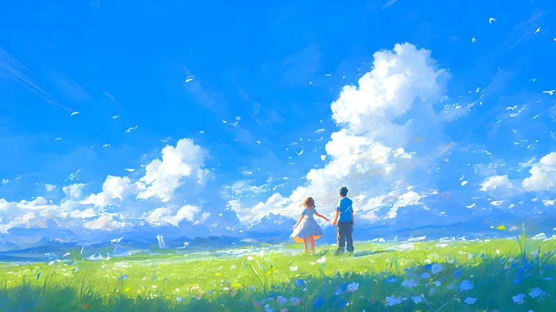 Anime Spring Field 8K Ultra HD Desktop Wallpaper