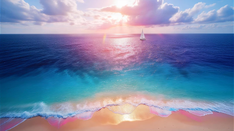 Tropical Sunset Beach 8K Ultra HD Desktop Wallpaper