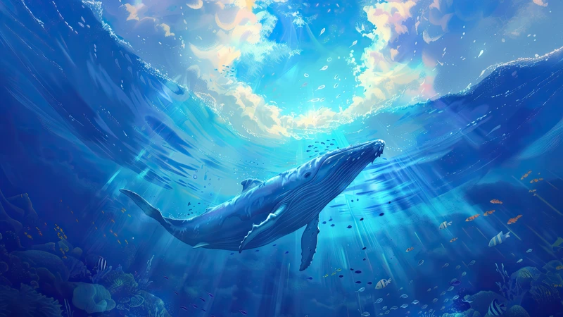 Underwater Whale Ocean 8K Ultra HD Desktop Wallpaper