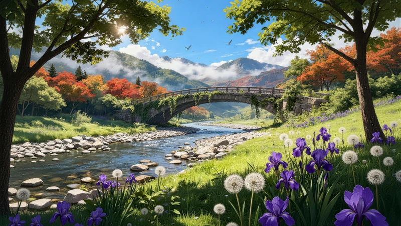 Oriental-Style Autumn Valley 8K Desktop Wallpaper