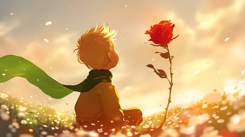 Anime Boy with Rose 4K Desktop Wallpaper