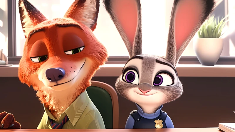 Zootopia Fox and Rabbit 4K Desktop Wallpaper