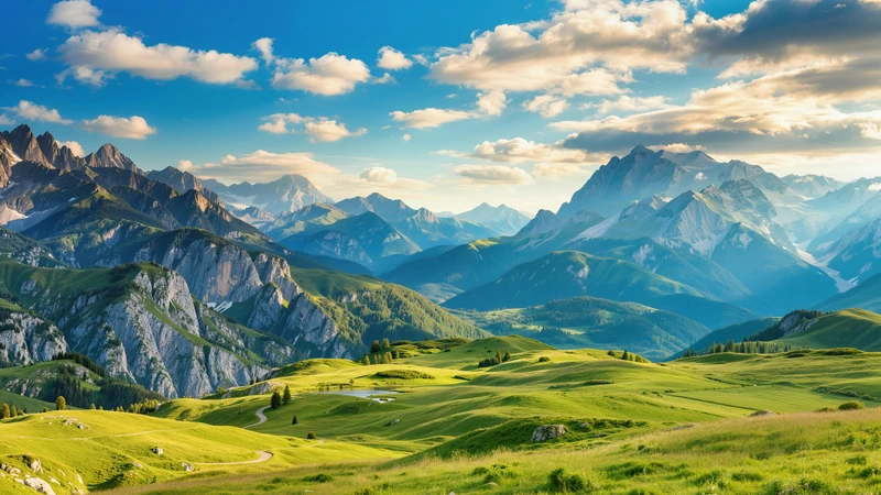 Alpine Green Valley 8K Ultra HD Desktop Wallpaper