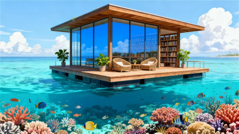 Tropical Island Floating House 8K Ultra HD Desktop Wallpaper