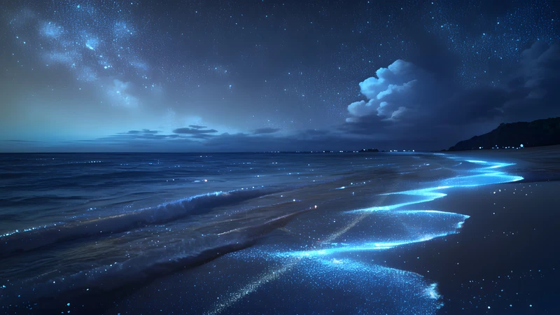 Japanese Coastal Night Sky 4K Desktop Wallpaper