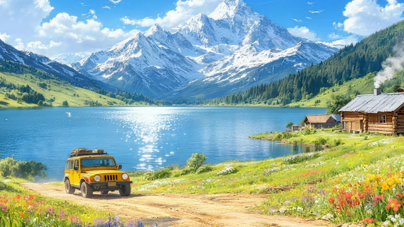 Alps Lake Scene 8K Ultra HD Desktop Wallpaper