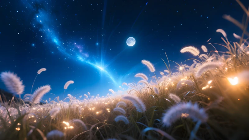 Cosmic Night Sky and Glowing Grass 4K 8K Ultra HD Wallpaper Collection - Pack with 3 wallpapers for $1