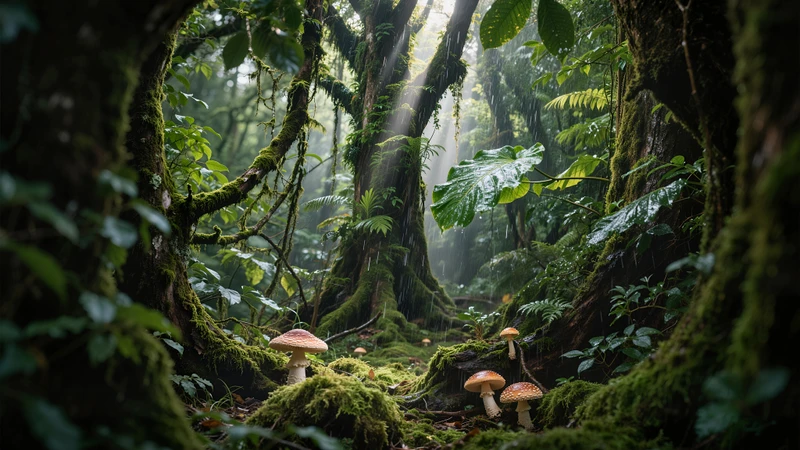 Fantasy Forest Mushrooms 8K Ultra HD Desktop Wallpaper