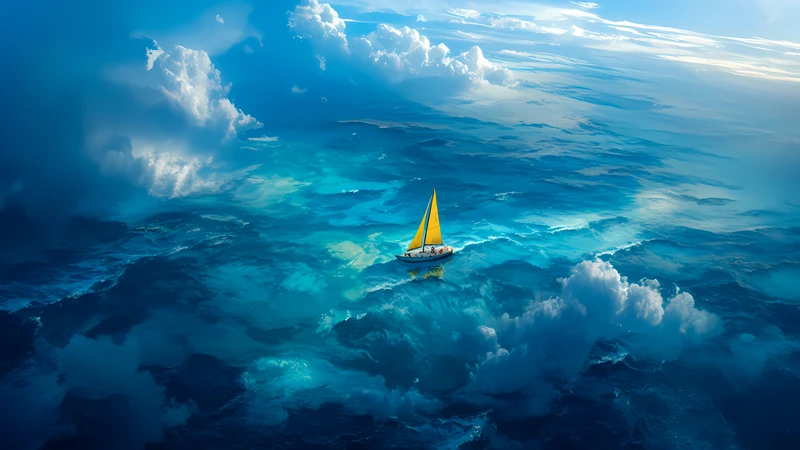 Oceanic Sailboat Horizon 4K Desktop Wallpaper