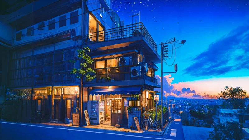 Japanese Urban Night Street 8K Ultra HD Desktop Wallpaper