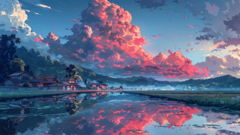 Japanese Village Sunset 8K Ultra HD Wallpaper Collection - Pack with 16 wallpapers for $1