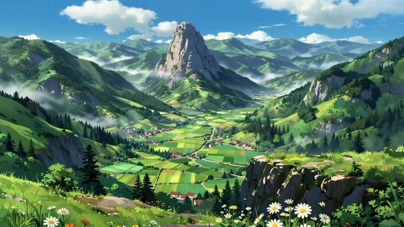 Anime Valley Landscape 8K Ultra HD Desktop Wallpaper
