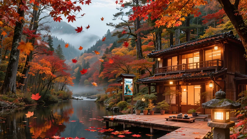 Japanese Autumn Maple Leaves 8K Desktop Wallpaper