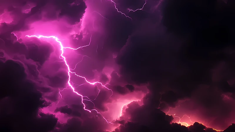 Dark Stormy Sky with Purple Lightning 4K Desktop Wallpaper