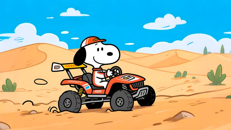 Cartoon Desert Adventure 4K Desktop Wallpaper