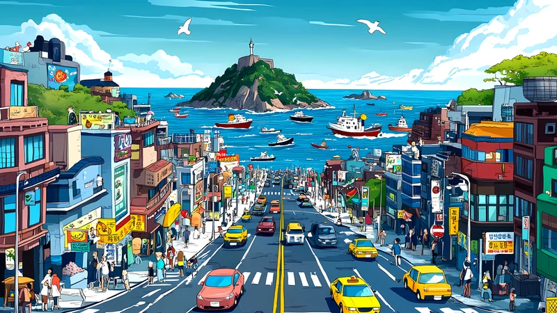 Japanese Coastal Town 4K Desktop Wallpaper