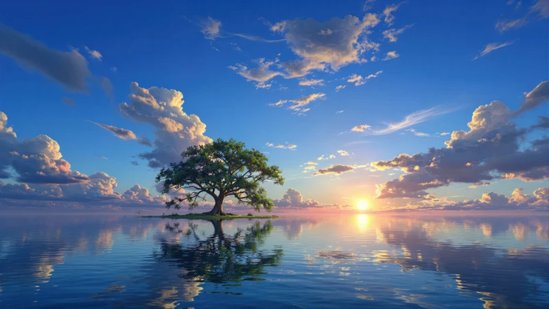 Zen Tree on Water 8K Ultra HD Desktop Wallpaper