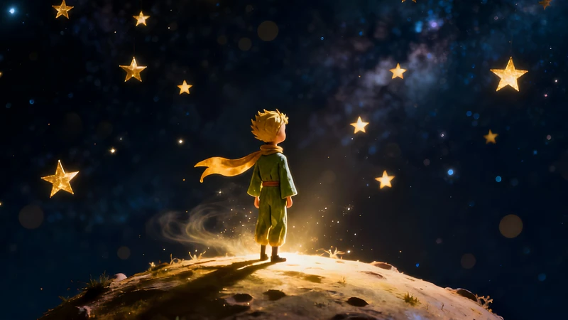 Studio Ghibli Style Boy on Moon 4K Desktop Wallpaper