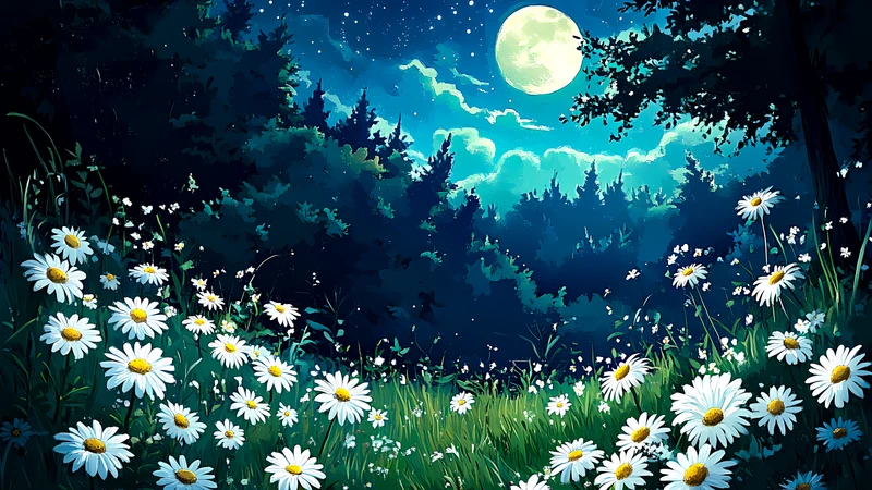 Japanese Night Garden 4K Desktop Wallpaper